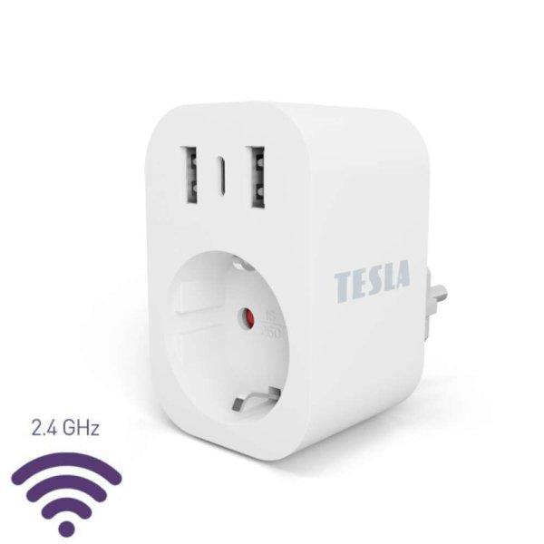 Tesla okos konnektor 3 USB kimenettel (2 USB-A, 1 USB-C)