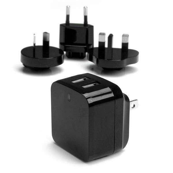 Startech - Dual-port USB wall charger - international travel - 17W/3.4A - black