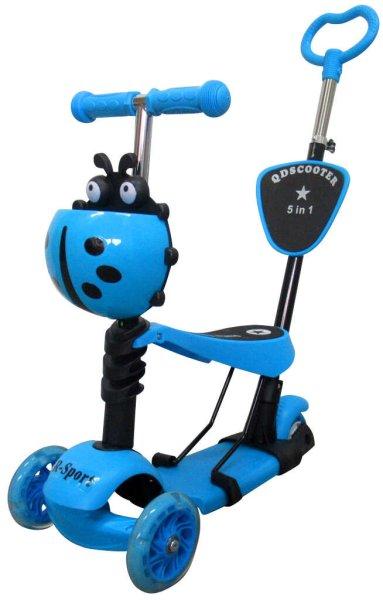 R-Sport H3 3in1 Roller tolókarral és LED kerekekkel - Katica #kék