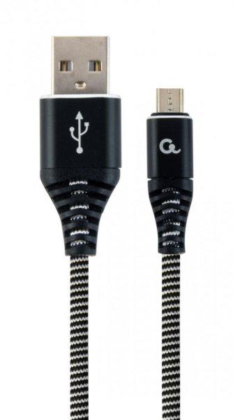 Gembird CC-USB2B-AMmBM-2M-BW Premium cotton braided microUSB charging and data
cable 2m Black/White