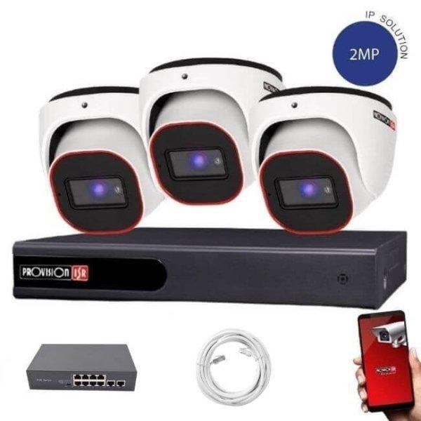 Provision 3 dome biztonsági kamerás IP kamera rendszer 2MP