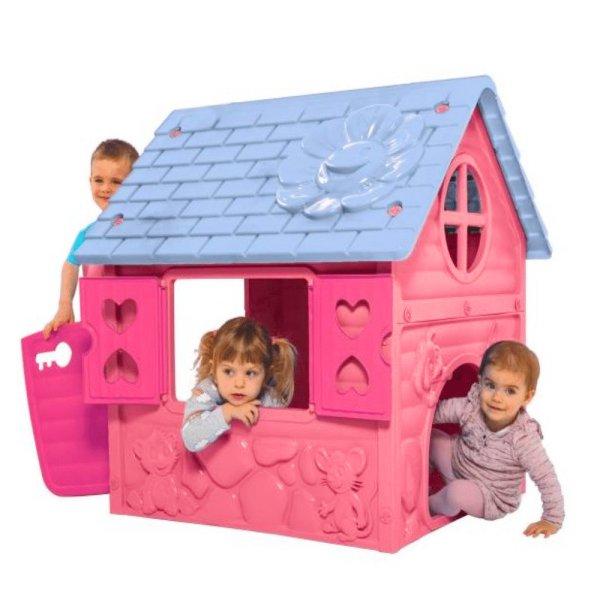 Első házam játszóház gyerekeknek – ajtóval
és ablakokkal – rózsaszín (BBJ)