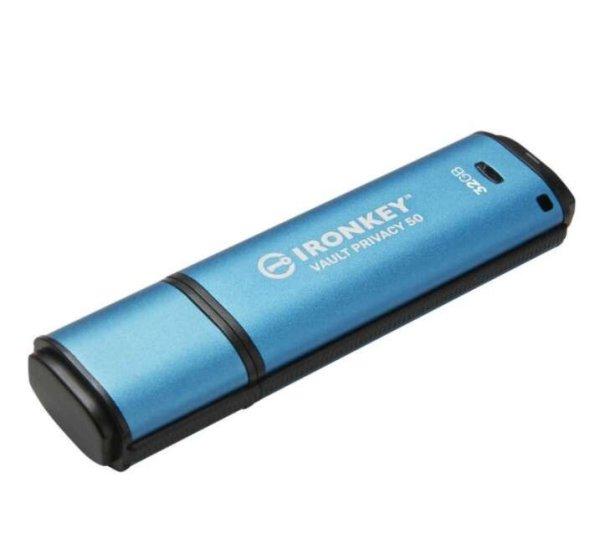 Kingston 32GB IronKey Vault Privacy 50 USB 3.0 Pendrive - Kék