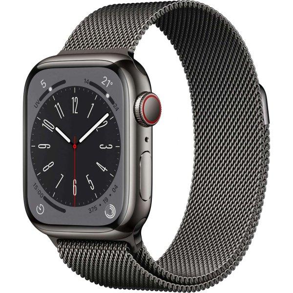 Apple Watch Series 8 Edelstahl Cellular 41mm Graphit (Milanaise graphit)
(MNJM3FD/A)