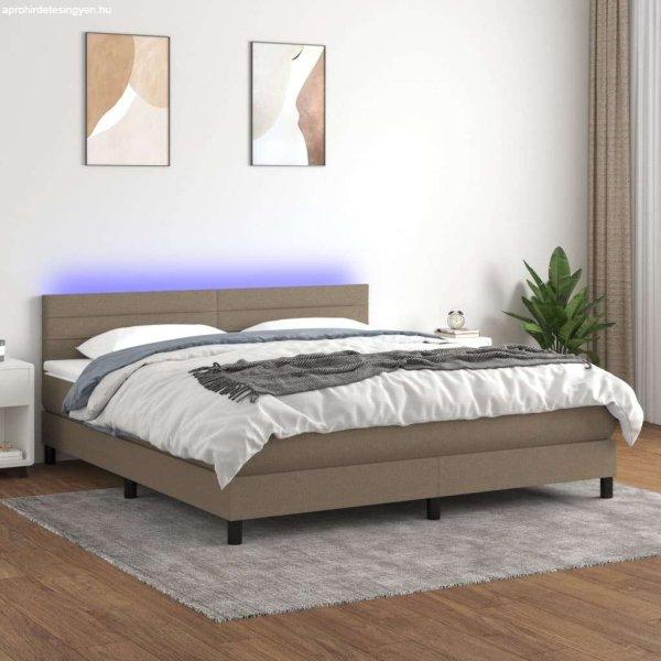 vidaXL tópszínű szövet rugós és LED-es ágy matraccal 180 x 200 cm