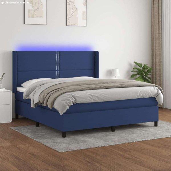 vidaXL kék szövet rugós és LED-es ágy matraccal 160x200 cm