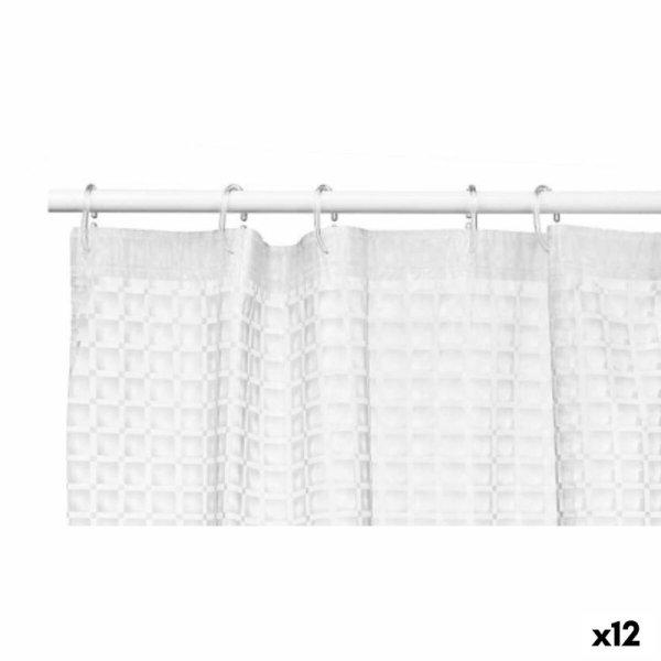 Zuhanyfüggöny Kockás Átlátszó Polietilén EVA 180 x 180 cm (12 egység)