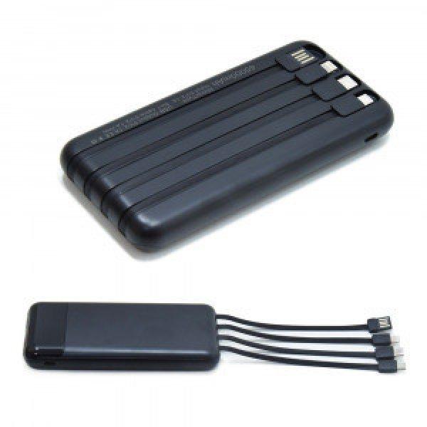 4 az 1-ben PowerBank USB, MicroUSB, Type-C, Lightning kábelek 4500mAh