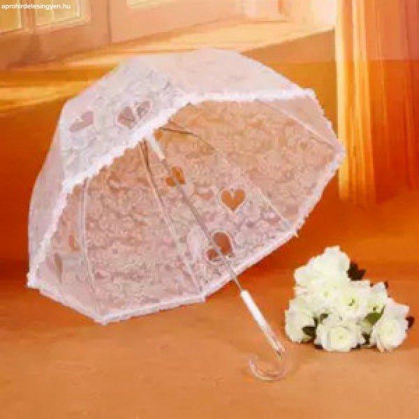 Esküvői fodros mintás, átlátszó hosszúnyelű félautomata esernyő