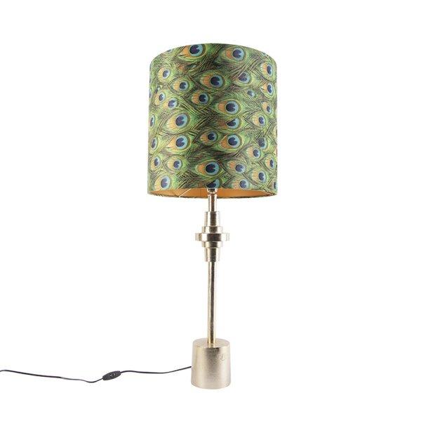 Art Deco asztali lámpa arany bársony árnyalatú pávakialakítás 40 cm -
Diverso
