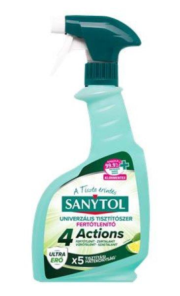 Általános tisztító- és fertőtlenítő spray, 500 ml, SANYTOL "4
Actions", lime