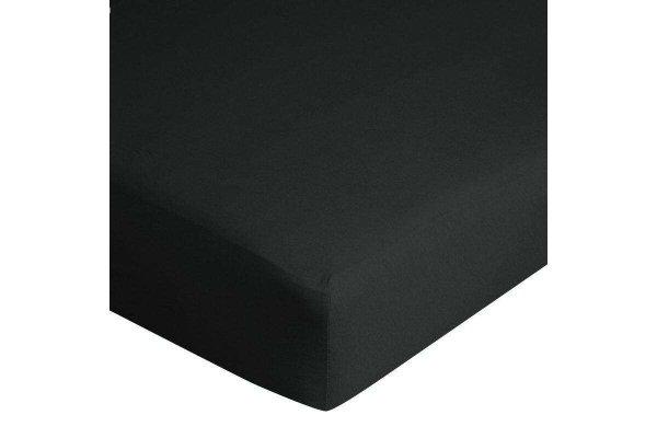 Jersey pamut gumis lepedő Fekete 220x200 cm +30 cm