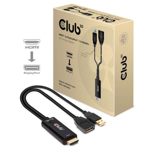 CLUB3D HDMI 2.0 TO DISPLAYPORT 1.2 4K60HZ HDR M/F ACTIVE ADAPTER Fekete