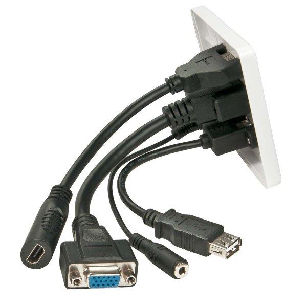 LINDY Multi AV Fali aljzat: HDMI + VGA + 3.5mm + USB