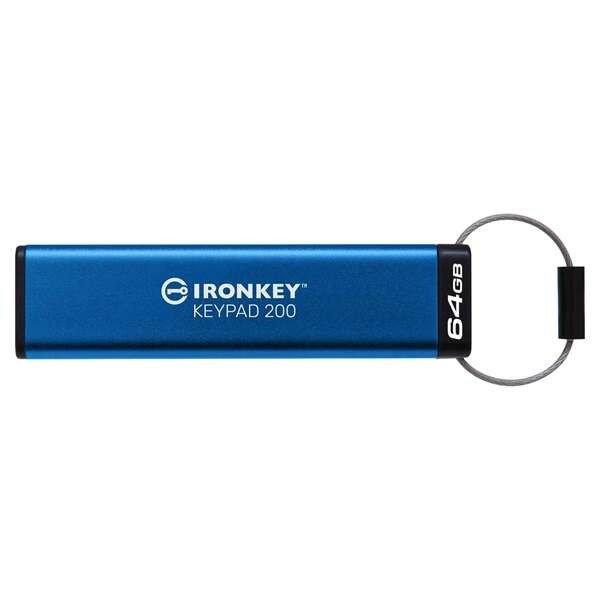 Kingston 64GB IronKey Keypad 200 USB3.2 Kék