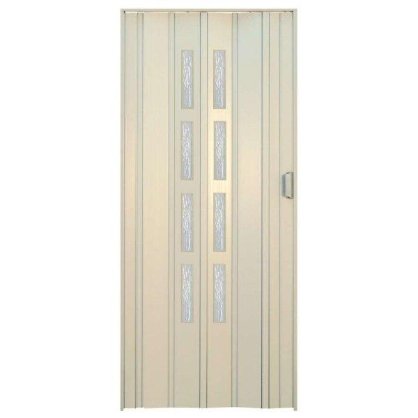 PVC hajtogatott ajtó, 85x203cm, 8 Niagara 2 soros üveggel, fehér színű