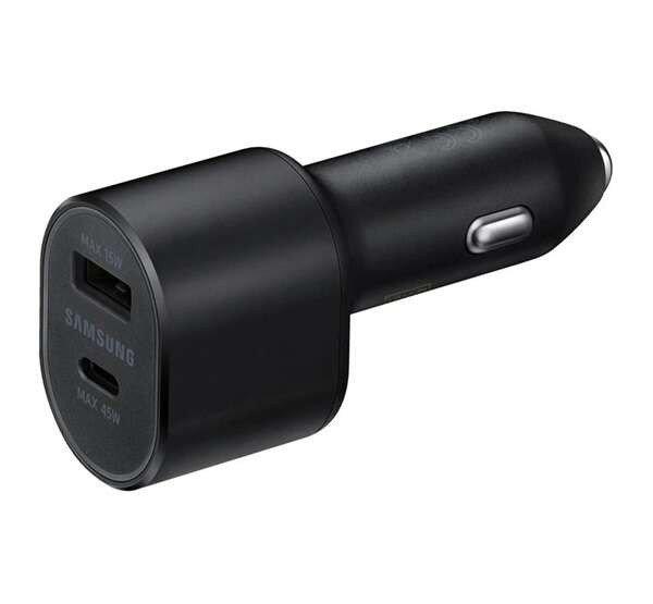 SAMSUNG autós töltő USB+Type-C aljzat (5V/2A, 45W, gyorstöltő) FEKETE