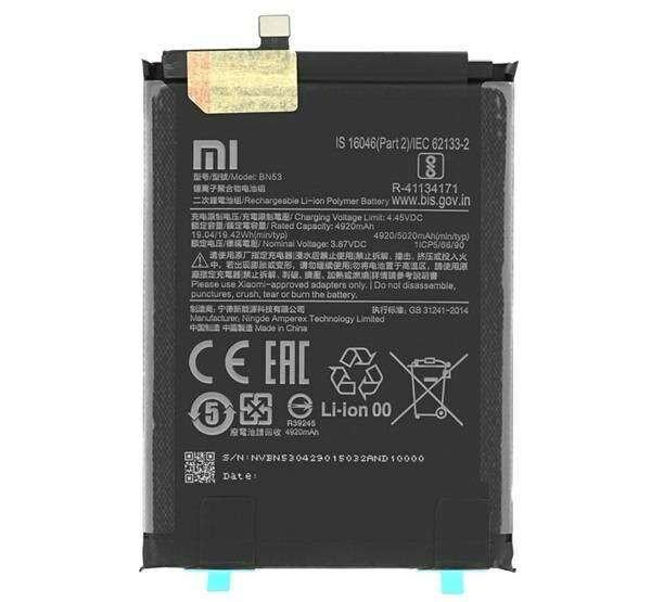 XIAOMI akku 5020 mAh LI-Polymer - belső akku, beépítése szakértelmet
igényel! - BN53 - Xiaomi Redmi Note 9 Pro - GYÁRI