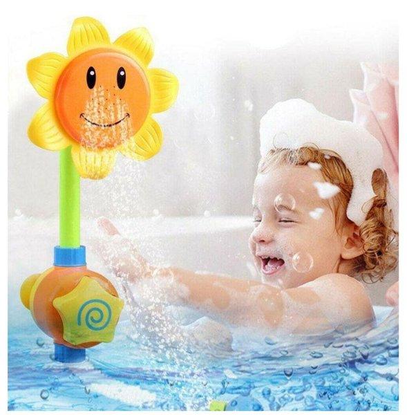 Spriccelő, nevető napraforgó formájú
fürdőjáték gyerekeknek - mosolygós, színes 
kádjáték kicsiknek (BBJ)