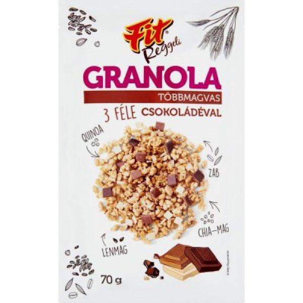 Fit reggeli granola többmagvas 3 féle csokival 70 g