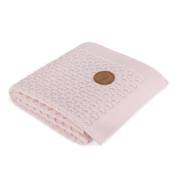 Ceba takaró kötött 90x90cm ajándékdobozban hullám mintás pink 