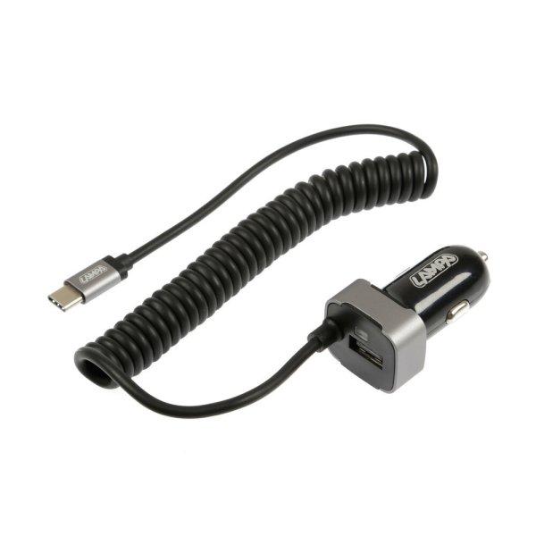 Lampa, USB Type-C töltő, USB aljzat, 3000mA