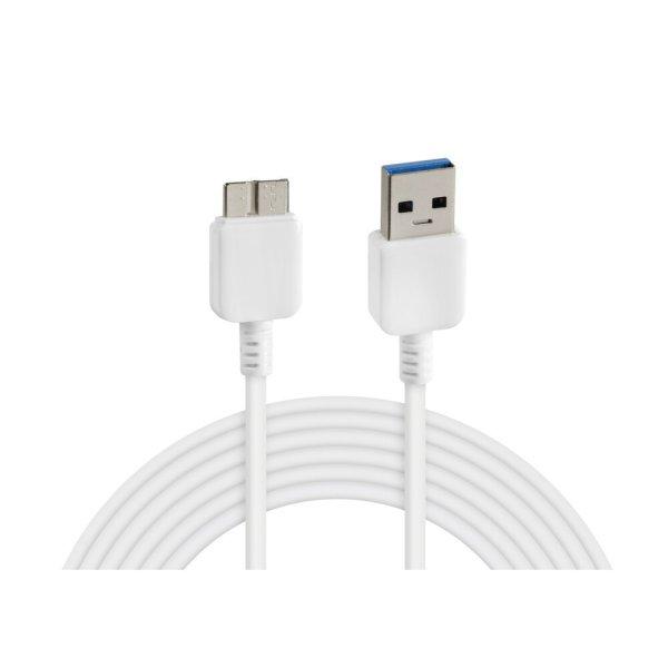 Lampa, Adatkábel, USB - USB3.0 microB, Fehér, 1m