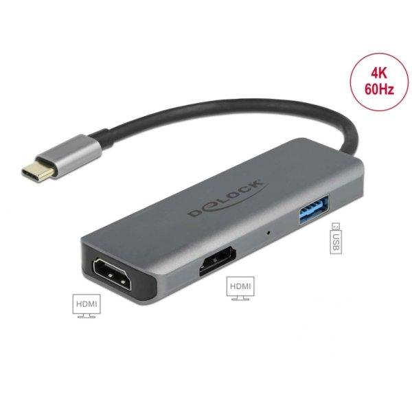 Delock USB Type-C Dual HDMI adapter 4K 60 Hz és USB portokkal (87780)