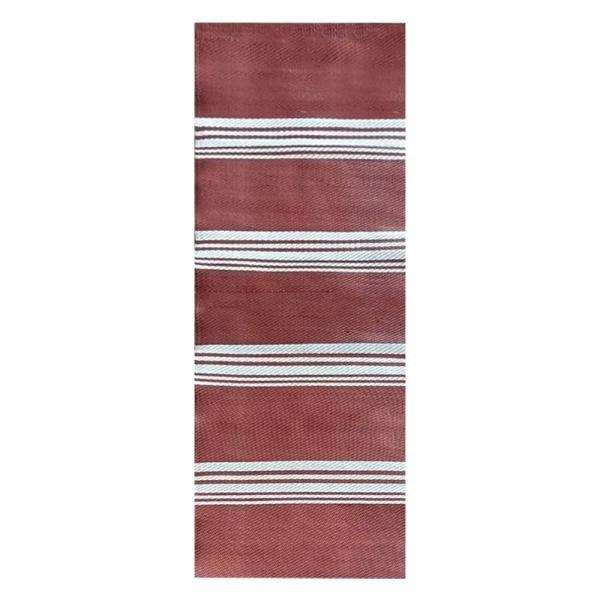 Csíkos kétoldalú kültéri szőnyeg, rozsdavörös, 197 x 72 cm OC52