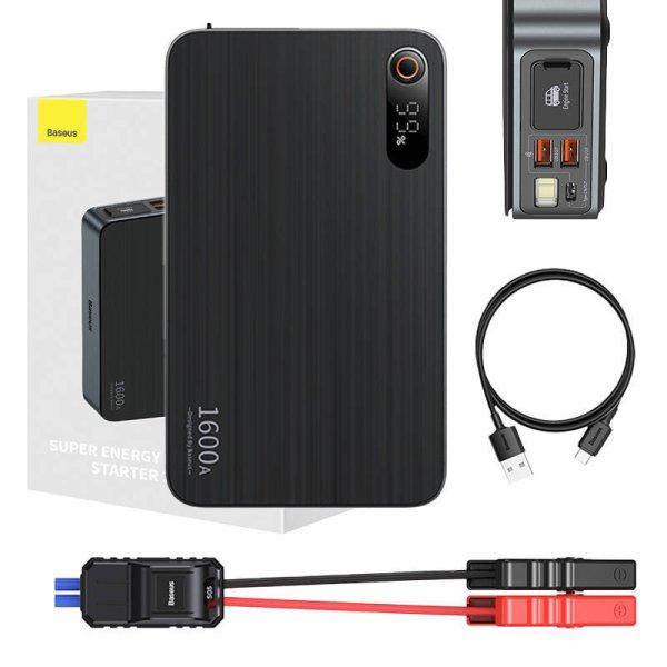 Baseus Super Energy PRO Autó Jump Starter, 1600A, USB (fekete)