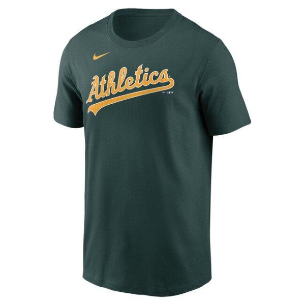 Nike T-shirt Men's Fuse Wordmark Cotton Tee Oakland Athletics pro green