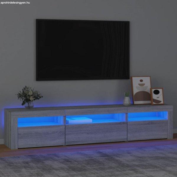 Szürke sonoma színű TV-szekrény LED-lámpákkal 195x35x40 cm