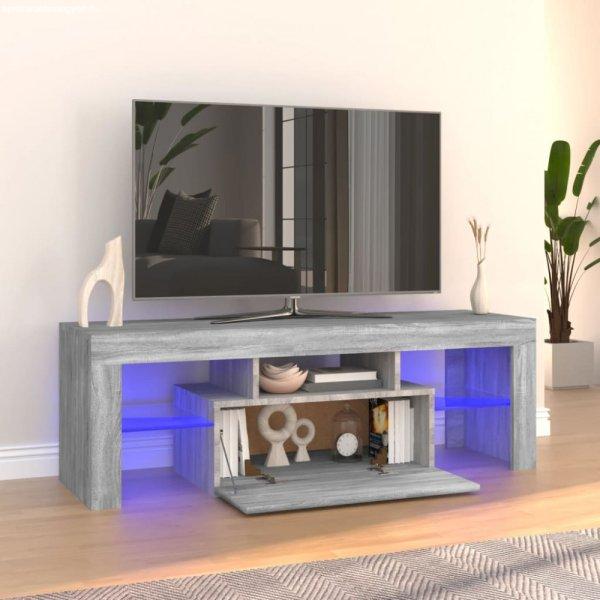 Szürke sonoma színű TV-szekrény LED-lámpákkal 120 x 35 x 40 cm
