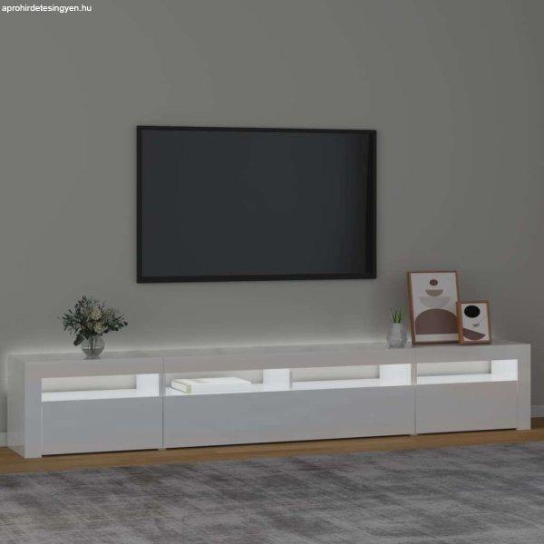 Magasfényű fehér tv-szekrény led lámpákkal 240 x 35 x 40 cm