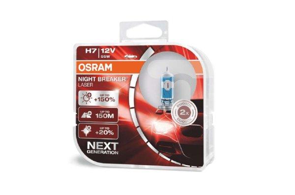 Osram H7 Night Breaker Laser Halogén fényszóró lámpa szett, 2 darab, Next
Gen +150%, 55W ,12V, PX26D