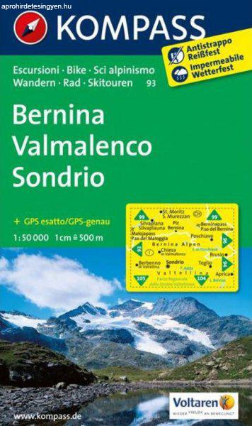 WK 93 - Bernina -Valmalenco - Sondrio turistatérkép - KOMPASS